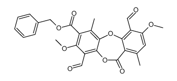 benzyl 4,9-diformyl-3,8-dimethoxy-1,6-dimethyl-11-oxo-11H-dibenzo(b,e)dioxepin-7-carboxylate Structure