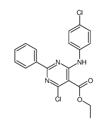 4-Chloro-6-(4-chloro-phenylamino)-2-phenyl-pyrimidine-5-carboxylic acid ethyl ester Structure