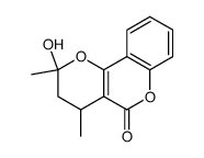 (4R)-trans-2-hydroxy-2,4-dimethyl-3,4-dihydro-2H,5H-pyrano<3,2-c><1>benzopyran-5-one结构式