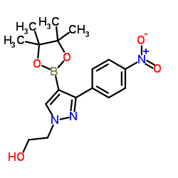 2-[3-(4-Nitrophenyl)-4-(4,4,5,5-tetramethyl-1,3,2-dioxaborolan-2-yl)-1H-pyrazol-1-yl]ethanol结构式