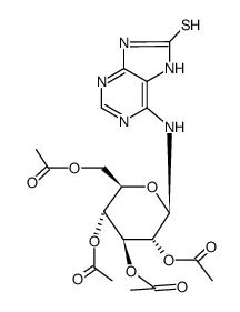 6-amino-9-(tetra-O-acetyl-β-D-glucopyranosyl)-7,9-dihydro-purine-8-thione结构式