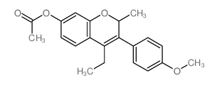 2H-1-Benzopyran-7-ol,4-ethyl-3-(4-methoxyphenyl)-2-methyl-, 7-acetate结构式