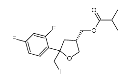 ((3S)-5-(2,4-difluorophenyl)-5-(iodomethyl)tetrahydrofuran-3-yl)methyl isobutyrate结构式