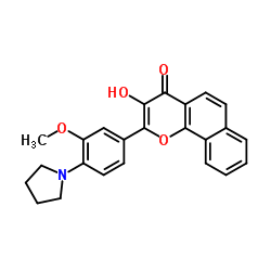 3-Hydroxy-2-[3-methoxy-4-(1-pyrrolidinyl)phenyl]-4H-benzo[h]chromen-4-one结构式