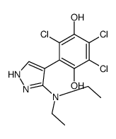 2,3,5-trichloro-6-[5-(diethylamino)-1H-pyrazol-4-yl]benzene-1,4-diol结构式