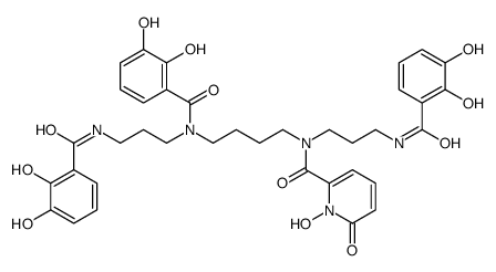 1,5,14-tris(2,3-dihydroxybenzoyl)-10-(1-hydroxy-2-pyridon-6-oyl)-1,5,10,14-tetraazatetradecane structure