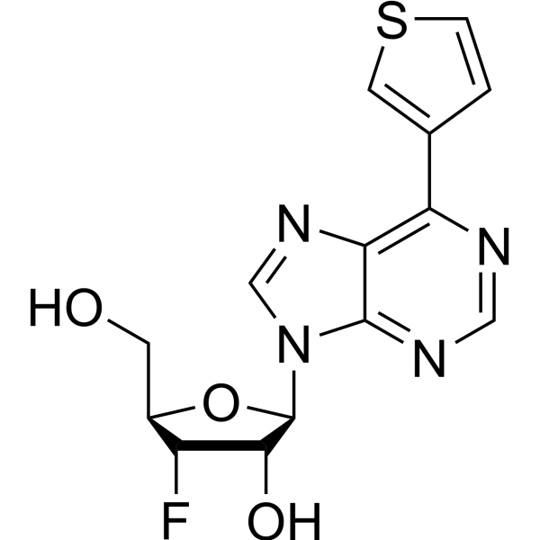 6-(Thiophen-3-yl)purine-beta-D-(3’-deoxy-3’-fluoro)riboside Structure