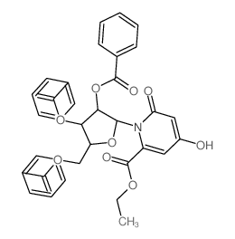 Picolinic acid, 1,6-dihydro-4-hydroxy-6-oxo-1-b-D-ribofuranosyl-, ethyl ester, 2',3',5'-tribenzoate(8CI)结构式