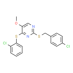 2-[(4-Chlorobenzyl)sulfanyl]-4-[(2-chlorophenyl)sulfanyl]-5-methoxypyrimidine结构式