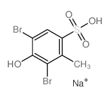 Benzenesulfonic acid, 3,5-dibromo-4-hydroxy-2-methyl-,sodium salt (1:1) Structure