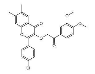 2-(4-chlorophenyl)-3-[2-(3,4-dimethoxyphenyl)-2-oxoethoxy]-6,7-dimethylchromen-4-one结构式