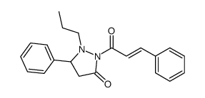 5-phenyl-2-(3-phenylprop-2-enoyl)-1-propylpyrazolidin-3-one Structure