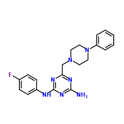 N-(4-Fluorophenyl)-6-[(4-phenyl-1-piperazinyl)methyl]-1,3,5-triazine-2,4-diamine Structure
