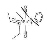 cis-mer-hydrido-triethylsilyl-tricarbonyl-triphenylphosphino-ruthenium Structure