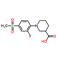 1-[2-Fluoro-4-(methylsulfonyl)phenyl]-3-piperidinecarboxylic acid Structure