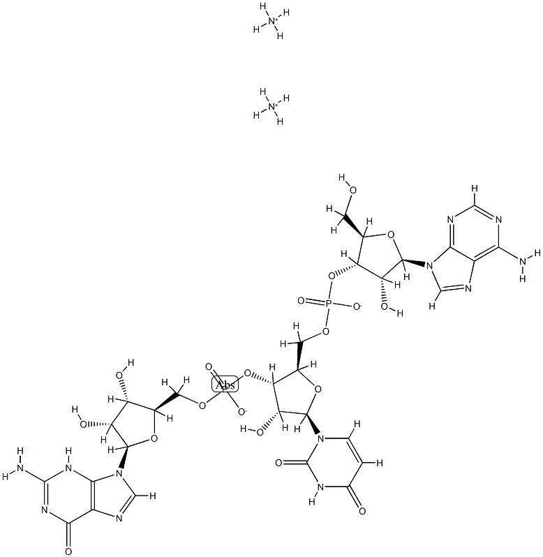 Guanosine, adenylyl-(3'→5')-uridylyl-(3'→5')-, diammonium salt结构式