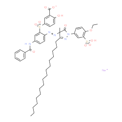 sodium 5-[[5-(benzoylamino)-2-[[1-(4-ethoxy-3-sulphophenyl)-3-heptadecyl-4,5-dihydro-4-methyl-5-oxo-1H-pyrazol-4-yl]azo]phenyl]sulphonyl]salicylate结构式