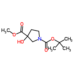 3-羟基-1,3-吡咯烷二羧酸-1-(1,1-二甲基乙基)-3-甲酯结构式