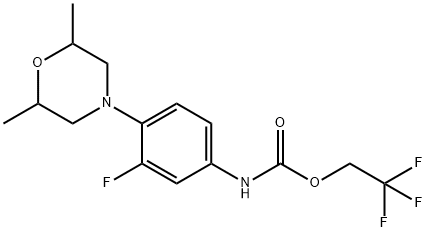 2,2,2-Trifluoroethyl N-[4-(2,6-Dimethylmorpholin-4-yl)-3-fluorophenyl]carbamate结构式