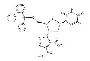 3'-deoxy-3'-(4,5-dimethoxycarbonyl-1H-1,2,3-triazol-1-yl)-5'-O-tritylthymidine结构式