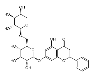 chrysin 7-O-α-L-arabinopyranosyl-(1->6)-β-D-glucopyranoside结构式