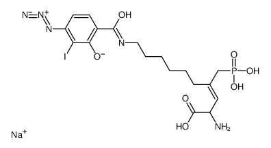 sodium,(E)-2-amino-10-[(4-azido-2-hydroxy-3-iodobenzoyl)amino]-4-(phosphonomethyl)dec-3-enoate Structure