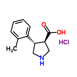 (3R,4S)-4-(2-Methylphenyl)-3-pyrrolidinecarboxylic acid hydrochloride (1:1) Structure