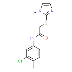 N-(3-CHLORO-4-METHYLPHENYL)-2-[(1-METHYL-1H-IMIDAZOL-2-YL)SULFANYL]ACETAMIDE结构式