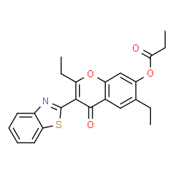 3-(benzo[d]thiazol-2-yl)-2,6-diethyl-4-oxo-4H-chromen-7-yl propionate结构式