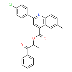 1-methyl-2-oxo-2-phenylethyl 2-(4-chlorophenyl)-6-methyl-4-quinolinecarboxylate结构式
