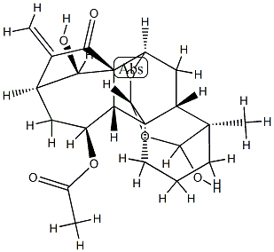 (4R,14R,20S)-11β-Acetoxy-7α,20:18,20-diepoxy-14,18-dihydroxykaur-16-en-15-one structure