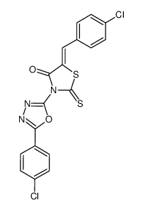 5-(4-chloro-benzylidene)-3-[5-(4-chloro-phenyl)-[1,3,4]oxadiazol-2-yl]-2-thioxo-thiazolidin-4-one Structure