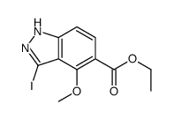 1H-Indazole-5-carboxylic acid, 3-iodo-4-Methoxy-, ethyl ester结构式