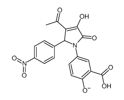 3-acetyl-1-(3-carboxy-4-hydroxyphenyl)-2-(4-nitrophenyl)-5-oxo-2H-pyrrol-4-olate结构式