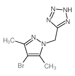 4-BROMO-3,5-DIMETHYL-1-(5-TETRAZOLYLMETHYL)-1H-PYRAZOLE结构式