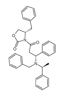 (4S,3'R,αS)-3-{3'-[N-benzyl-N-(α-methylbenzyl)amino]-3'-phenylpropanoyl}-4-benzyloxazolidin-2-one结构式