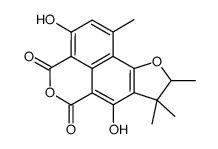 3,7-dihydroxy-1,8,8,9-tetramethyl-8,9-dihydro-4H,6H-benzo[de]furo[2,3-g]isochromene-4,6-dione结构式