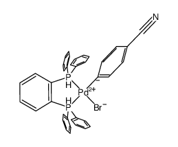 bromo(4-cyanophenyl)(1,2-bis(diphenylphosphino)benzene)palladium结构式