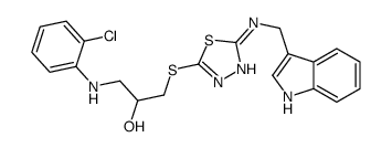 1-[(2-chlorophenyl)amino]-3-[[5-(1H-indol-3-ylmethylamino)-1,3,4-thiad iazol-2-yl]sulfanyl]propan-2-ol结构式