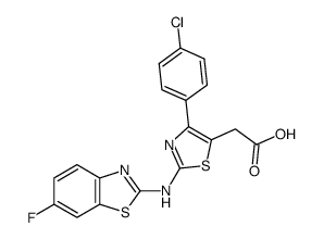 [4-(4-Chloro-phenyl)-2-(6-fluoro-benzothiazol-2-ylamino)-thiazol-5-yl]-acetic acid结构式