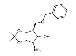 (+/-)-(1β,2α,3β,4α,5α)-4,5-(dimethylmethylenedioxy)-2-hydroxy-3-<(phenylmethoxy)methyl>-1-cyclopentanamine Structure