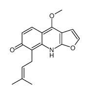 4-methoxy-8-(3-methylbut-2-enyl)-9H-furo[2,3-b]quinolin-7-one结构式