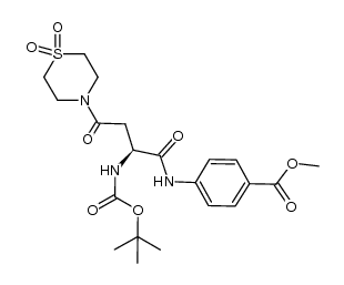 4-[(S)-2-tert-butoxycarbonylamino-4-(1,1-dioxo-1(λ6)-thiomorpholin-4-yl)-4-oxobutyrylamino]benzoic acid methyl ester structure