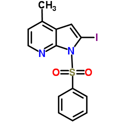 1-(Phenylsulphonyl)-2-iodo-4-Methyl-7-azaindole结构式