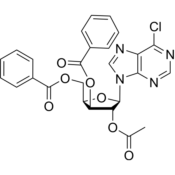 9-(2-O-Acetyl-3,5-di-O-benzoyl-β-D-xylofuranosyl)-6-chloro-9H-purine Structure