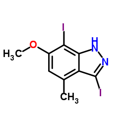 3,7-二碘-6-甲氧基-4-甲基-1H-吲唑结构式