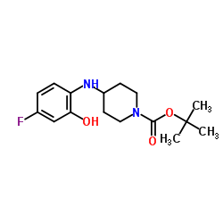 2-Methyl-2-propanyl 4-[(4-fluoro-2-hydroxyphenyl)amino]-1-piperidinecarboxylate结构式