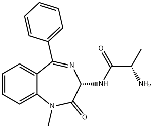 a-(s)-amino-n-(2,3-dihydro-1-methyl-2-oxo-5-phenyl-1h-1,4-benzodiazepin-3-(s)-yl) propanamide structure