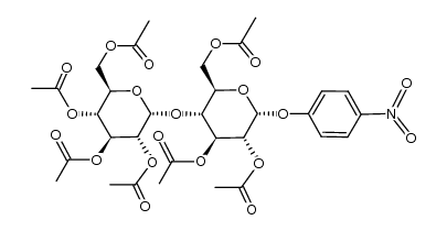 (4-nitro-phenyl)-[O2,O3,O6-triacetyl-O4-(tetra-O-acetyl-α-D-glucopyranosyl)-α-D-glucopyranoside]结构式