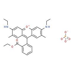9-[2-(ethoxycarbonyl)phenyl]-3,6-bis(ethylamino)-2,7-dimethylxanthylium dihydrogen phosphate structure
